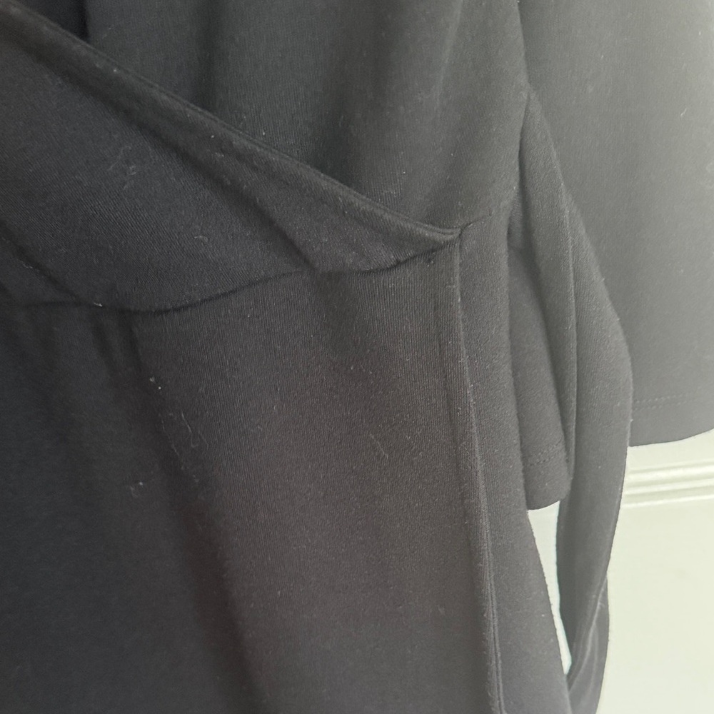 Lands' End Black Long Sleeve Faux Wrap Dress - Picture 6 of 12